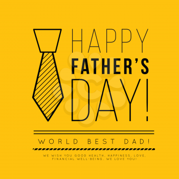 Happy father's day. Congratulation in the fashionable style of minimalism with geometric shapes on a yellow background