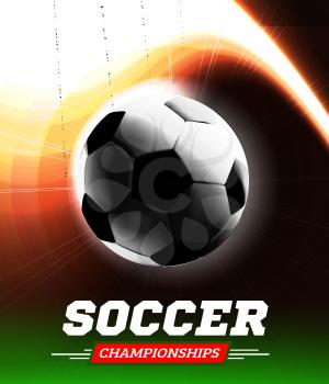 Soccer or football ball ball in the backlight on black background. Vector illustration