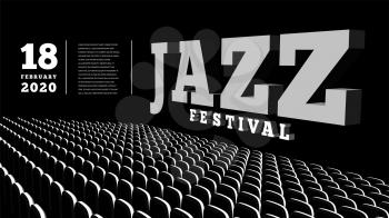 Jazz music festival. Concert Hall. Vector 3d illustration on black