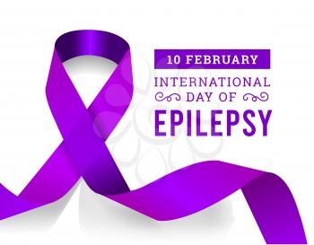 International epilepsy day with purple ribbon. Vector illustration on white