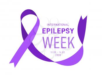 International epilepsy week with purple ribbon. Vector illustration on white