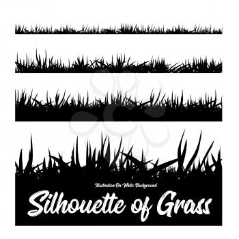 Silhouette of grass of different heights. Vector illustration on white