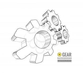 Gear schematic vector illustration on white background