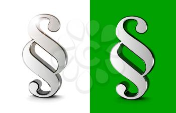 Paragraph symbols 3d vector illustration on white and green background with shadow