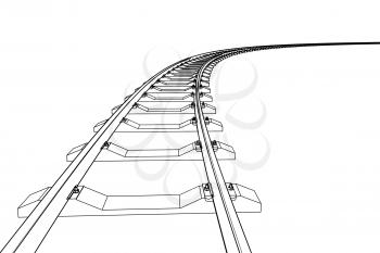 The railway going forward. 3d vector illustration on a white background.