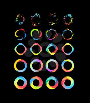 Color circle set vector illustation on black background