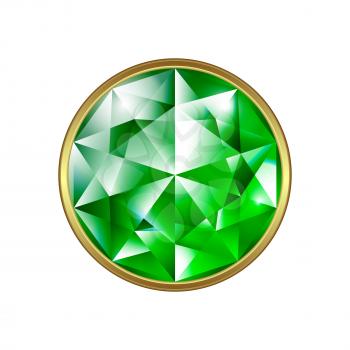 Royalty Free Clipart Image of an Emerald Framed in Gold