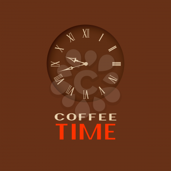 Royalty Free Clipart Image of a Clock and the Words Coffee Time