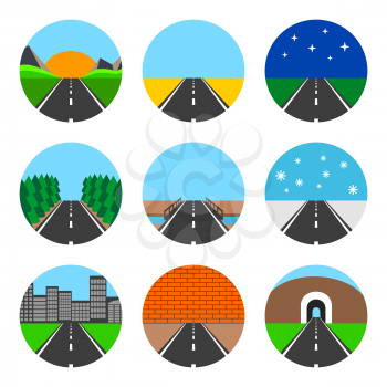 Icons of road landscapes