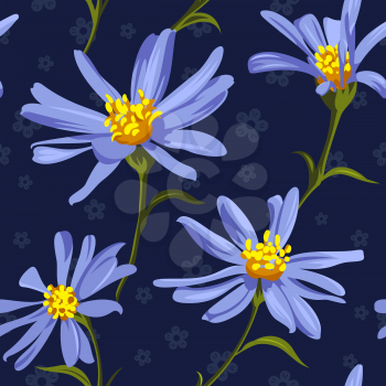 Floral seamless background with blue wildflowers.  Use for fabric design, pattern fills and decorating greeting cards, invitations