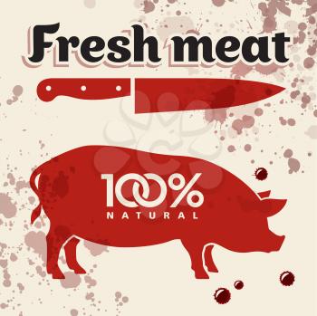 Fresh meat, pork, vector illustration