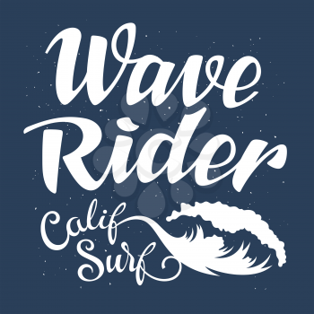 Surfing artwork. Wave rider. Surf California. T-shirt apparel print graphics. Original graphics Tee