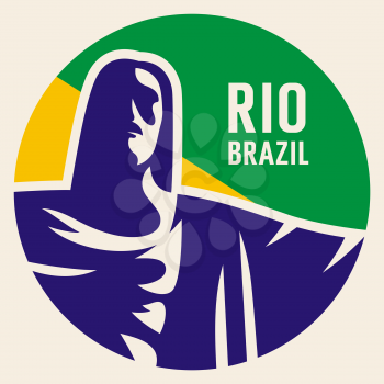 Travel sticker Brazil. Vector illustration. Luggage sticker