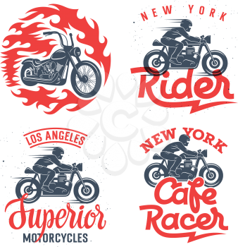 Motorcycle t-shirt graphic designs / Set of four motorcycle prints /  Graphic Tee / Handmade typography