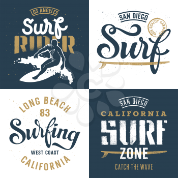 Surfing artworks set / Surfrider print design / T-shirt apparel print graphics / Original graphic Tee