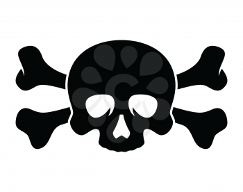 Silhouette of a skull and crossbones on a white background. Vector illustration