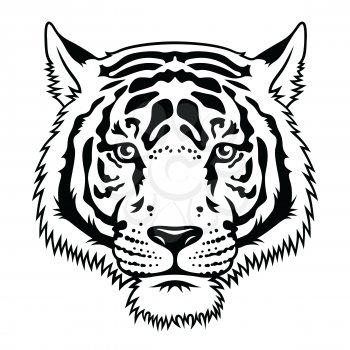 Tiger black white sketch. Vector. T-shirt print design. Tee graphics