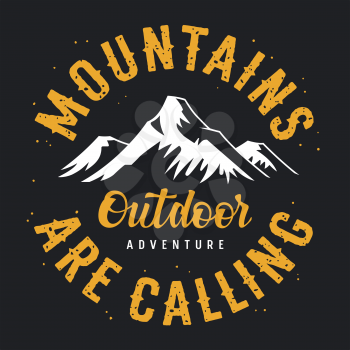 Mountain illustration. Outdoor adventure vector graphics for t-shirt design