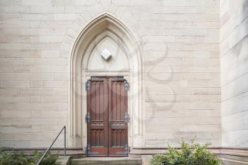 Beautiful antique door, entrance to the Evangelical Church. Baden Baden, Germany.