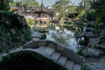 Ancient architecture in the Suzhou Garden. Photo in Suzhou, China.