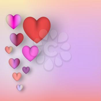 Colorful Hearts with White Gramophone on the Colorful Background, Love Symbols, Stylish Romantic Elements, Greeting Template for Mother, Valentine Day, Elegant Romance Objects, Vector Illustration Art Design