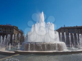 Fountain in front of Castello Sforzesco in Milan