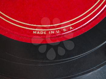 Made in USA written on a vintage vinyl record label