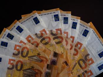 Euro banknotes money (EUR), currency of European Union