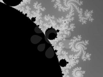 Greyscale Mandelbrot set abstract fractal illustration useful as a background