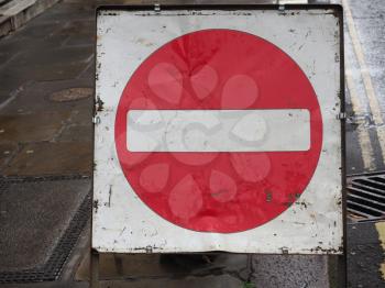Regulatory signs, no entry for vehicular traffic sign