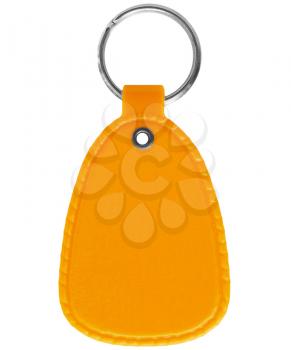 blank orange plastic tag label for price or luggage over white background