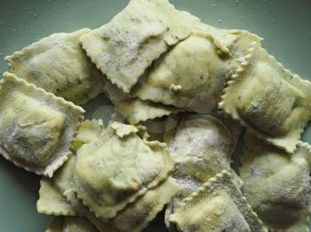 vegetarian agnolotti with ricotta cheese and herbs, traditional Italian pasta food