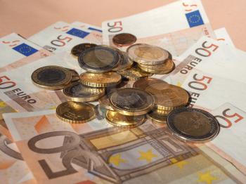 Euro coins and banknotes currency of the European Union