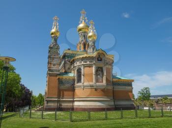 Russian Chapel and fountain at Kuenstler Kolonie artists colony in Darmstadt Germany
