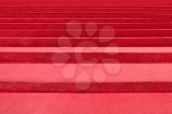 Red carpet on a stairway for ceremonial and formal occasions or events