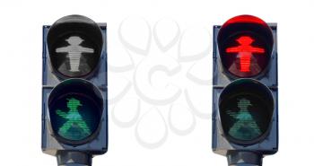 East Germany Ampelmann traffic lights in Berlin - isolated over white background