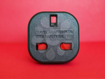 Type G (British) socket to Type F (Schuko) plug travel adapter with safety shutter
