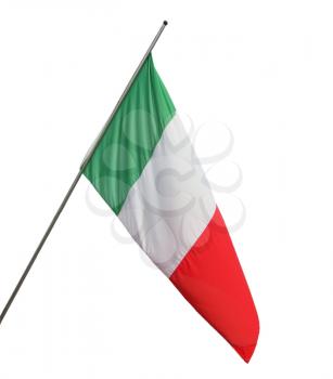 The national Italian flag of Italy (IT) - isolated over white background