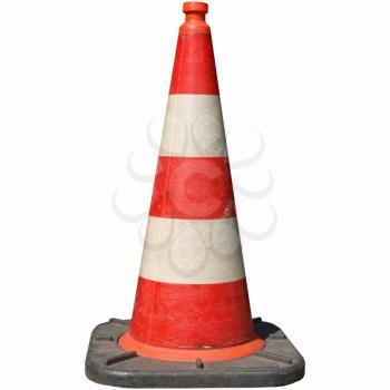 Traffic cone for road works isolated over white