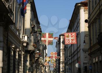 Ancient flags of the city of Turin, Italy