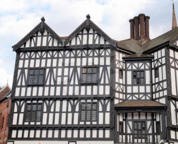 Ancient wooden frame Tudor building in Coventry, UK