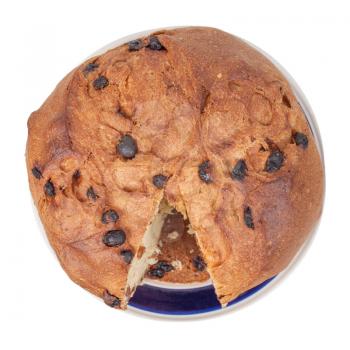 Panettone - Christmas sweet bread loaf from Milan in Italy - isolated over white background