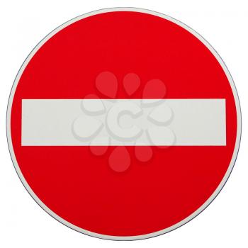 Regulatory signs, no entry for vehicular traffic sign isolated over white background