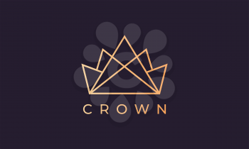 luxury gold kingdom crown logo with simple line art style