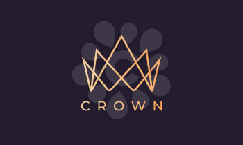 luxury gold kingdom crown logo represents king or queen with simple and modern line art style