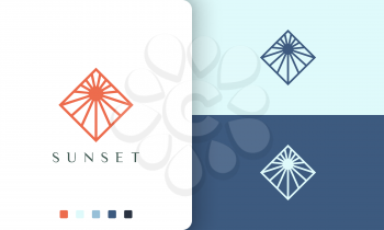 sun or solar logo in line art and modern style