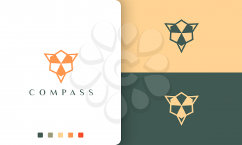 travel or navigation logo vector design with simple and modern compass shape