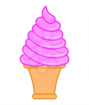 Strawberry ice cream cone. Large sweet vanilla cone

