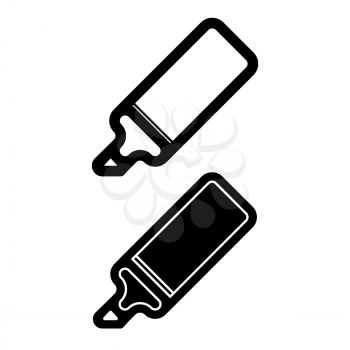 Marker pen brush icon vector logo, black and white version