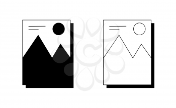 Nature mountain linear icon vector, black and white version